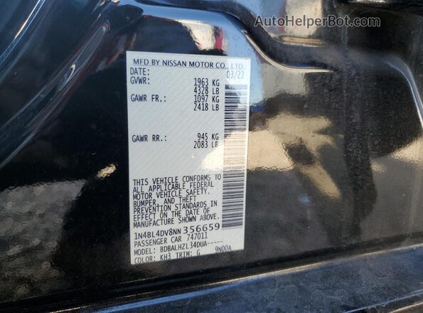 1N4BL4DV8NN356659 2022 NISSAN ALTIMA Black Vista del compartimento del motor