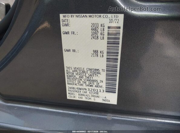 1N4BL4DWXPN320113 2023 NISSAN ALTIMA Gray Widok komory silnika