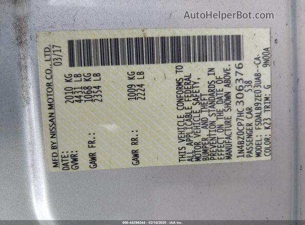 1N4BZ0CP7HC306376 2017 NISSAN LEAF Silver Շարժիչի բաժամունքի տեսք