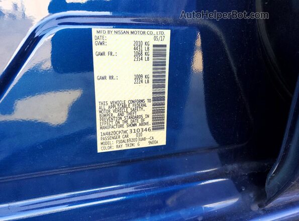 1N4BZ0CP7HC310346 2017 NISSAN LEAF Blue 