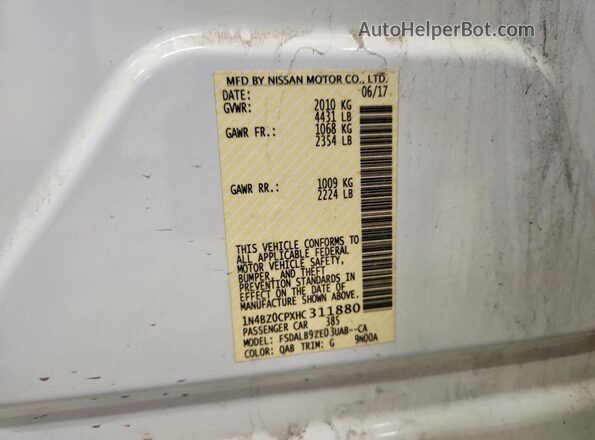 1N4BZ0CPXHC311880 2017 NISSAN LEAF White Շարժիչի բաժամունքի տեսք