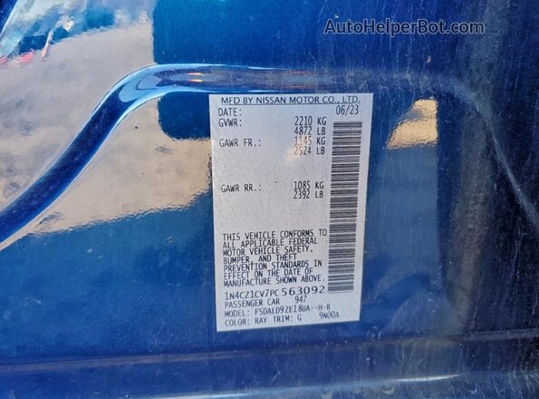 1N4CZ1CV7PC563092 2023 NISSAN LEAF Синий 