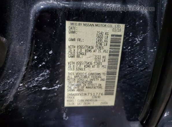 1N6AD0EV2JN751776 2018 NISSAN FRONTIER Black Engine compartment view