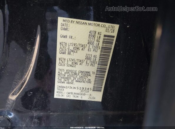 1N6BA1F3XJN519345 2018 NISSAN TITAN XD Black Շարժիչի բաժամունքի տեսք
