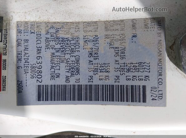 1N6ED1CL3RN639802 2024 NISSAN FRONTIER Белый Вид подкапотного пространства