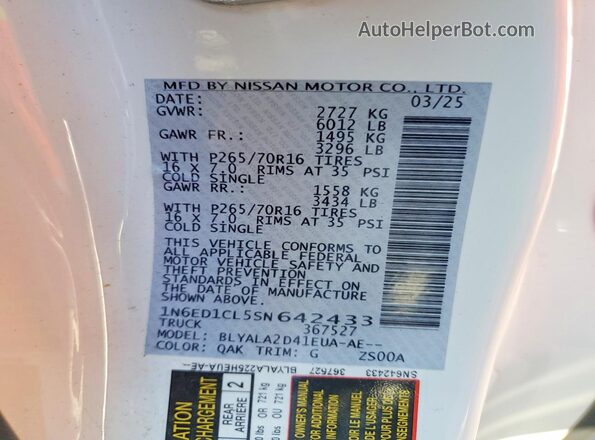 1N6ED1CL5SN642433 2025 NISSAN FRONTIER White 