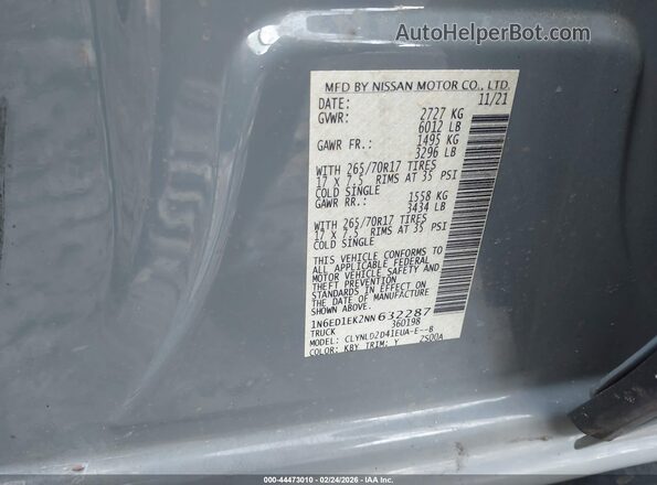 1N6ED1EK2NN632287 2022 NISSAN FRONTIER Серый Вид подкапотного пространства