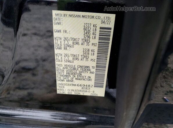 1N6ED1EK9NN669482 2022 NISSAN FRONTIER Черный Вид подкапотного пространства