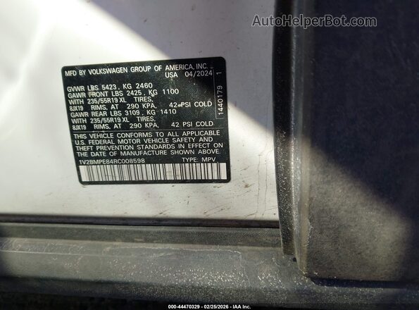 1V2BMPE84RC008598 2024 VOLKSWAGEN ID.4 White Engine compartment view