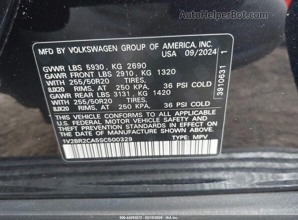 1V2BR2CA5SC500329 2025 VOLKSWAGEN ATLAS Black Widok komory silnika