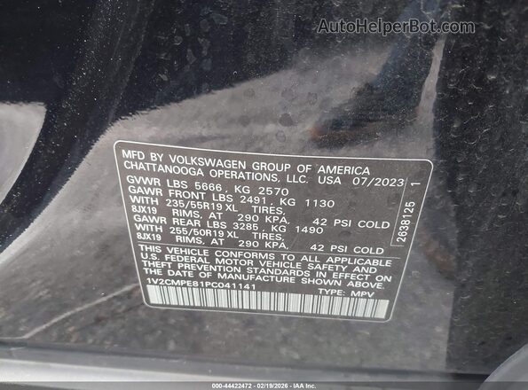 1V2CMPE81PC041141 2023 VOLKSWAGEN ID.4 Черный Вид наклейки с VIN-кодом