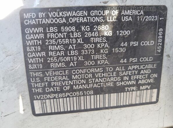 1V2DNPE85PC055108 2023 VOLKSWAGEN ID.4 White VIN sticker view