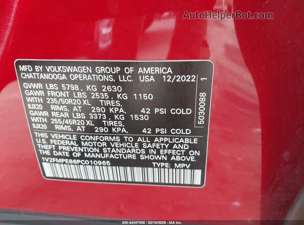 1V2FMPE86PC010965 2023 VOLKSWAGEN ID.4 Red Vista del compartimento del motor
