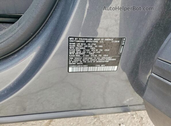 1V2UR2CA9KC518857 2019 VOLKSWAGEN ATLAS Gray 
