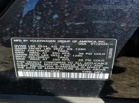 1V2WE2CA3SC214525 2025 VOLKSWAGEN ATLAS Blue 
