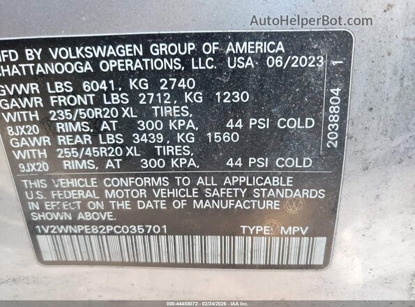 1V2WNPE82PC035701 2023 VOLKSWAGEN ID.4 Gray ძრავის განყოფილების ხედი