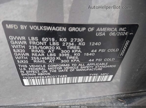 1V2WSPE84RC017485 2024 VOLKSWAGEN ID.4 Blue Engine compartment view
