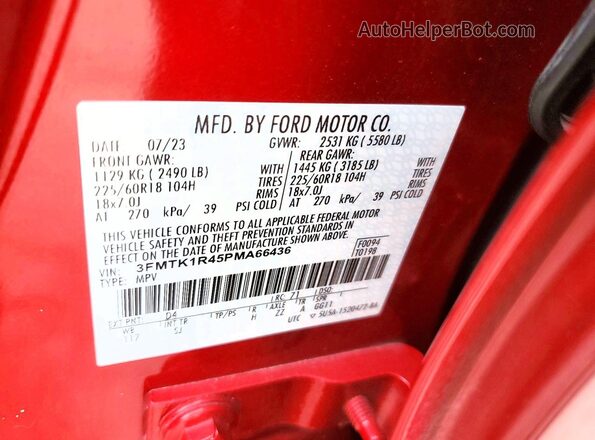 3FMTK1R45PMA66436 2023 FORD MUSTANG Red 