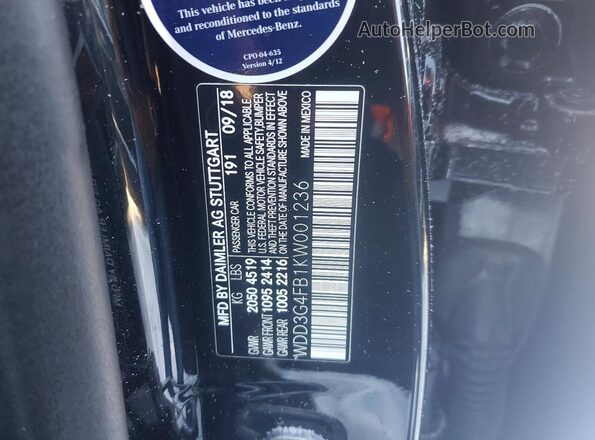 WDD3G4FB1KW001236 2019 MERCEDES-BENZ A-CLASS Черный 