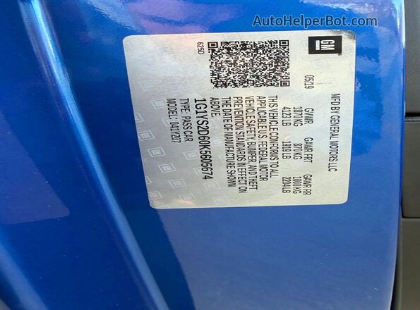 1G1YS2D60K5605674 2019 CHEVROLET CORVETTE Blue 
