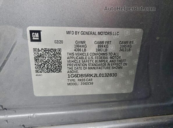 1G6DB5RK2L0132830 2020 CADILLAC CT4 Silver 