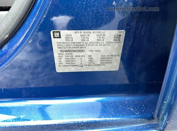 1GCVKREC5HZ305251 2017 CHEVROLET ALL MODELS Blue 