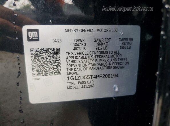 1G1ZD5ST4PF206194 2023 CHEVROLET MALIBU Black Vista interior de 360 grados