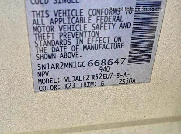 5N1AR2MN1GC668647 2016 NISSAN PATHFINDER Silver Սալոնի հետևի տեսք
