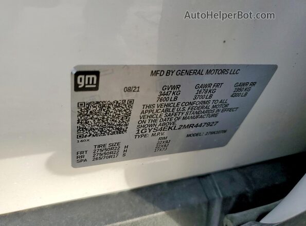 1GYS4EKL2MR447927 2021 CADILLAC ESCALADE White სალონის 360-გრადუსიანი ხედი
