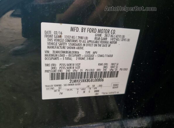 2LMHJ5NK8GBL00806 2016 LINCOLN MKT Black 