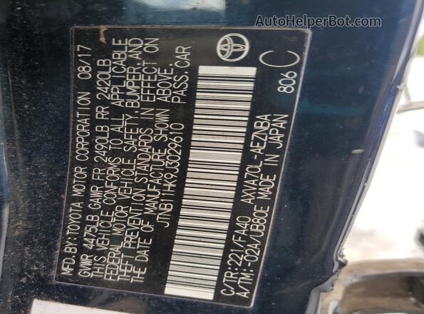 JTNB11HK9J3029610 2018 TOYOTA CAMRY Blue 
