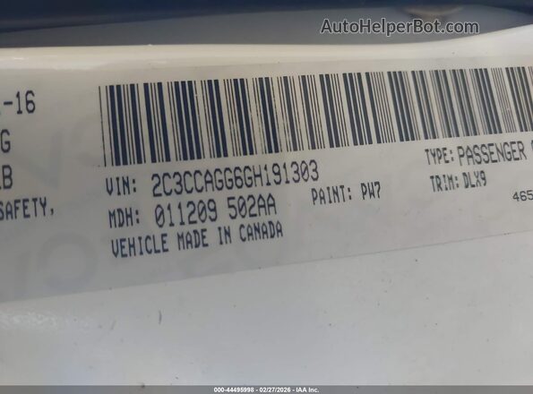 2C3CCAGG6GH191303 2016 CHRYSLER 300 Белый 