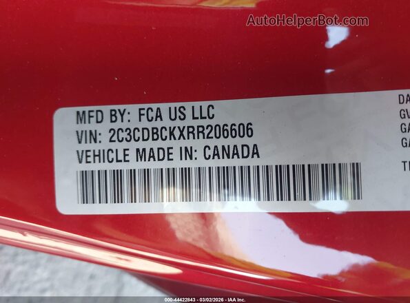 2C3CDBCKXRR206606 2024 DODGE CHARGER Red Widok komory silnika