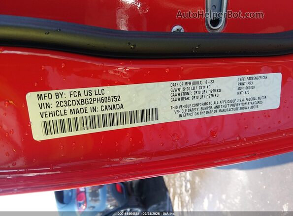 2C3CDXBG2PH609752 2023 DODGE CHARGER Red Widok komory silnika