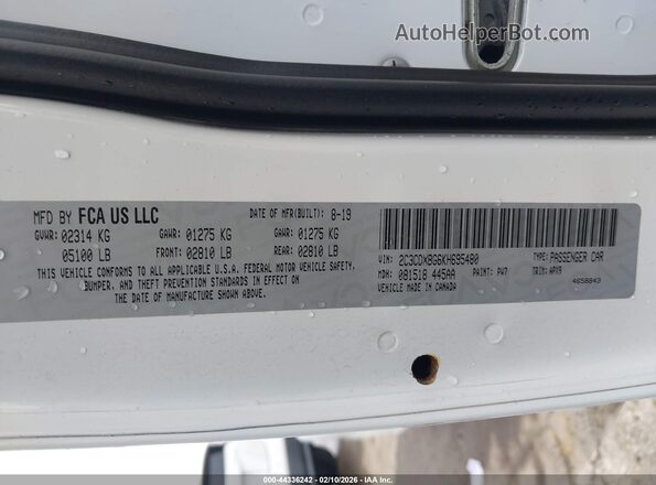 2C3CDXBG6KH695480 2019 DODGE CHARGER White Շարժիչի բաժամունքի տեսք