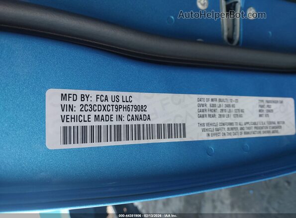 2C3CDXCT9PH679082 2023 DODGE CHARGER Blue Вид підкапотного простору