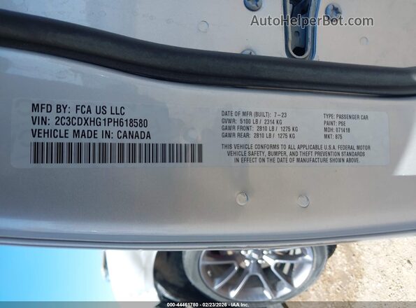 2C3CDXHG1PH618580 2023 DODGE CHARGER Silver Вид підкапотного простору