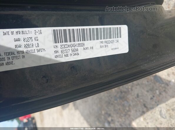 2C3CDXHG4GH199320 2016 DODGE CHARGER Black Vista del compartimento del motor