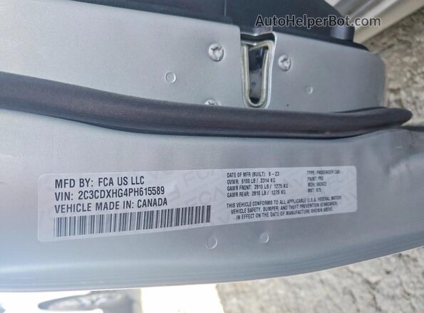 2C3CDXHG4PH615589 2023 DODGE CHARGER Серебряный Вид наклейки с VIN-кодом