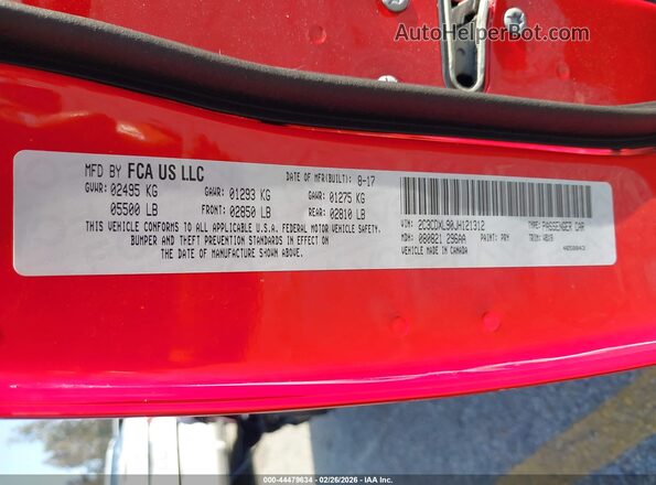 2C3CDXL90JH121312 2018 DODGE CHARGER Red Widok komory silnika