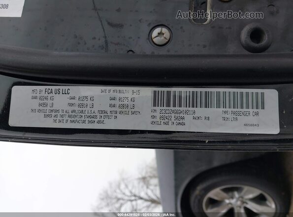 2C3CDZAG6GH102110 2016 DODGE CHALLENGER Black ძრავის განყოფილების ხედი