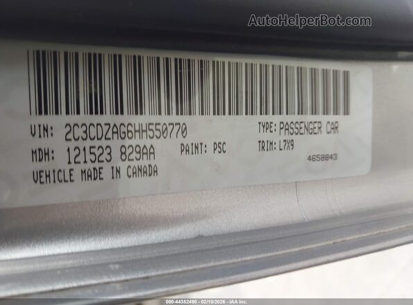 2C3CDZAG6HH550770 2017 DODGE CHALLENGER Silver 