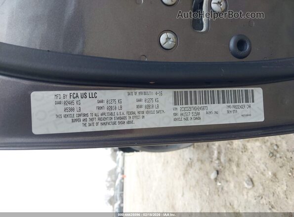 2C3CDZBT0GH245873 2016 DODGE CHALLENGER Gray ძრავის განყოფილების ხედი