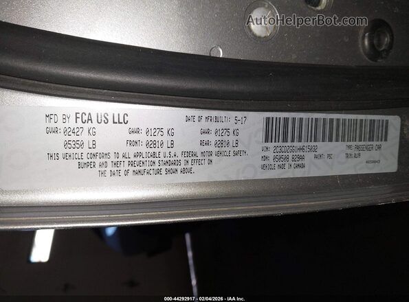 2C3CDZGG1HH615032 2017 DODGE CHALLENGER Серебряный Вид подкапотного пространства