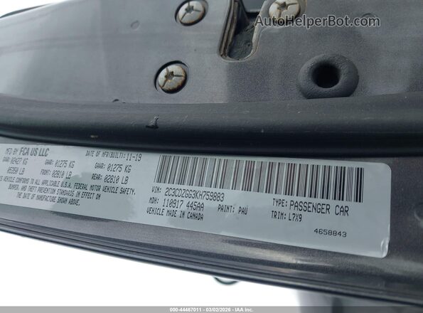 2C3CDZGG3KH759883 2019 DODGE CHALLENGER Gray 