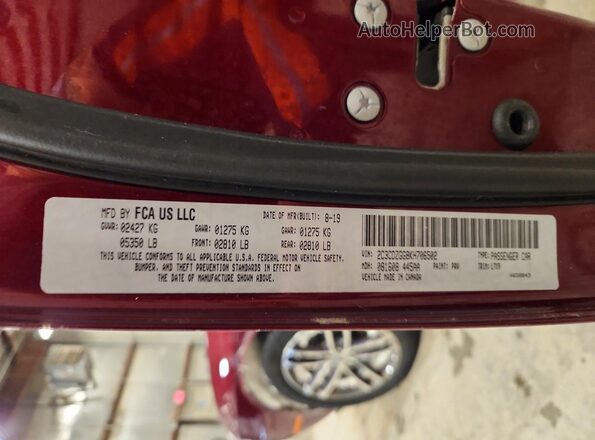 2C3CDZGG8KH706502 2019 DODGE CHALLENGER Maroon 