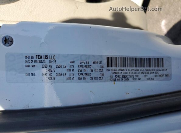 2C4RC1BG8GR173473 2016 CHRYSLER TOWN White Widok naklejki z numerem VIN