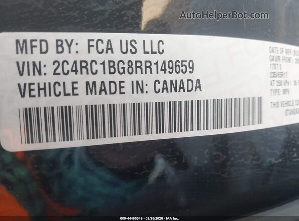2C4RC1BG8RR149659 2024 CHRYSLER PACIFICA Black Вид підкапотного простору