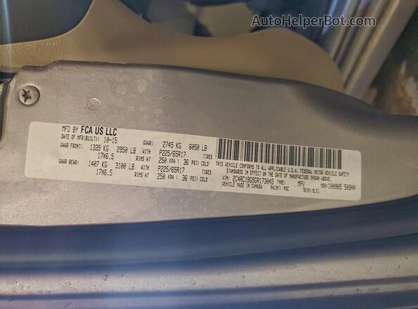 2C4RC1BG9GR173045 2016 CHRYSLER TOWN Silver VIN կոդի պիտակի տեսք
