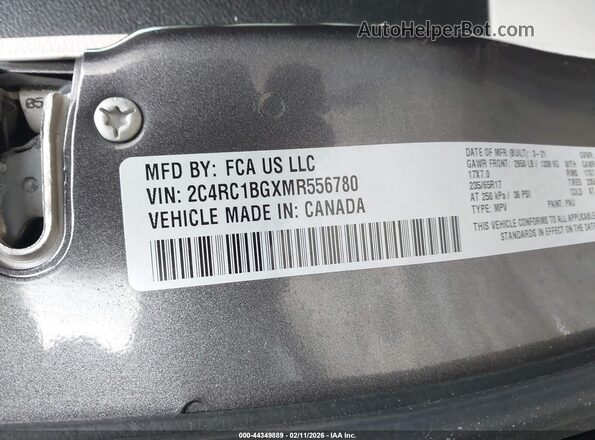 2C4RC1BGXMR556780 2021 CHRYSLER PACIFICA Gray ძრავის განყოფილების ხედი